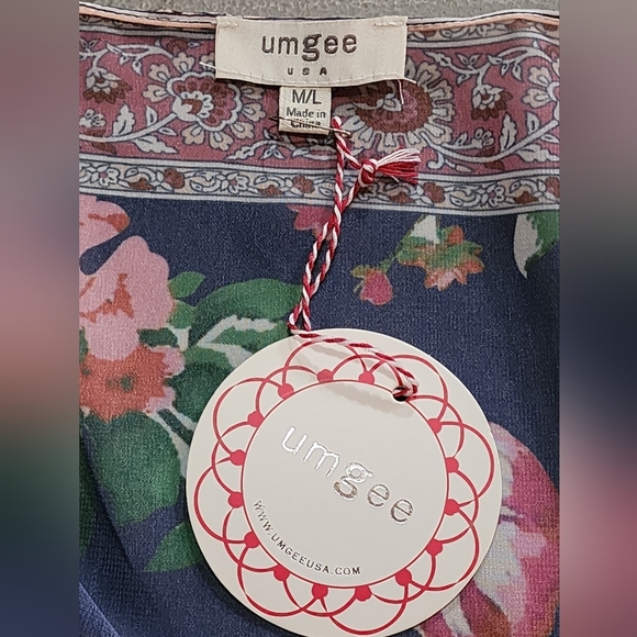 Floral Paisley Kimono M/L Boho Open Front Sheer Lightweight Duster Wrap - Picture 6 of 7